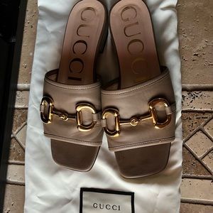Gucci Napa Horsebit Leather Slide Sandals